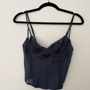Zara Navy Blue Lace Tank Top